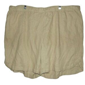 Joan Rivers Shorts Womens 3X Tan Linen Viscose High Rise pull-on elastic waist